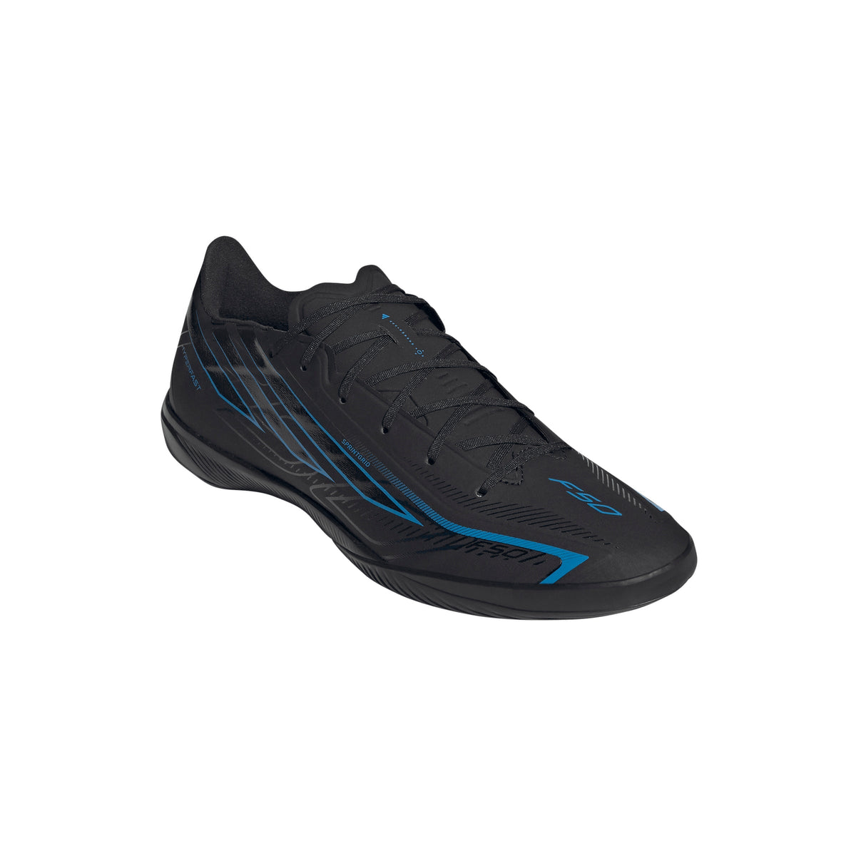 2026 New Arrival adidas F50 Hyperfast League Indoor Men's Soccer Shoes - Black/Black/Blue wholesalehk.shop