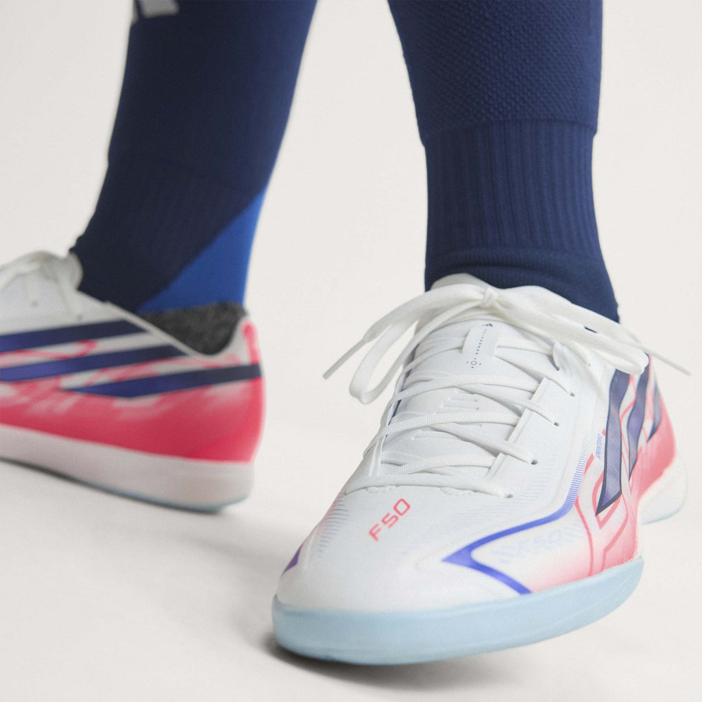 2026 New Arrival adidas F50 Hyperfast League Indoor Men's Soccer Shoes - White/Purple wholesalehk.shop
