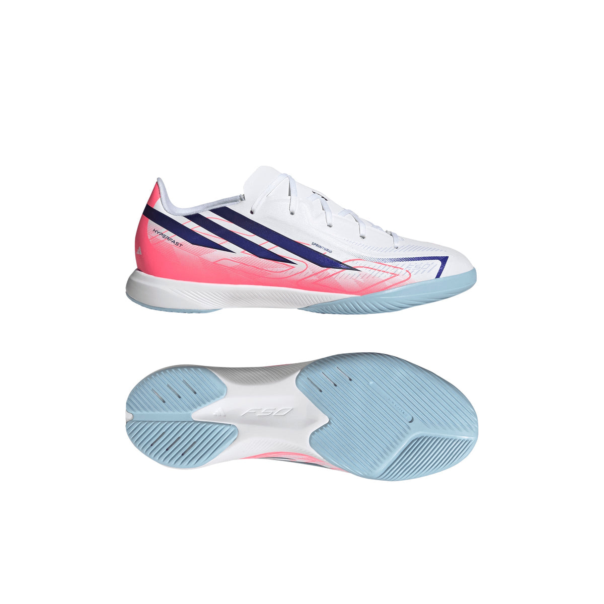 2026 New Arrival adidas F50 Hyperfast League Indoor Youth Soccer Shoes - White/Purple wholesalehk.shop