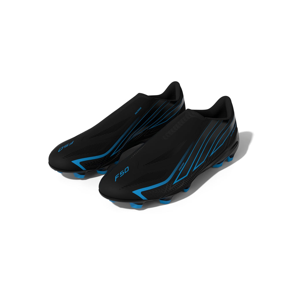 2026 New Arrival adidas F50 Hyperfast League Laceless FG Firm Ground Men's Soccer Cleats - Black/Blue wholesalehk.shop