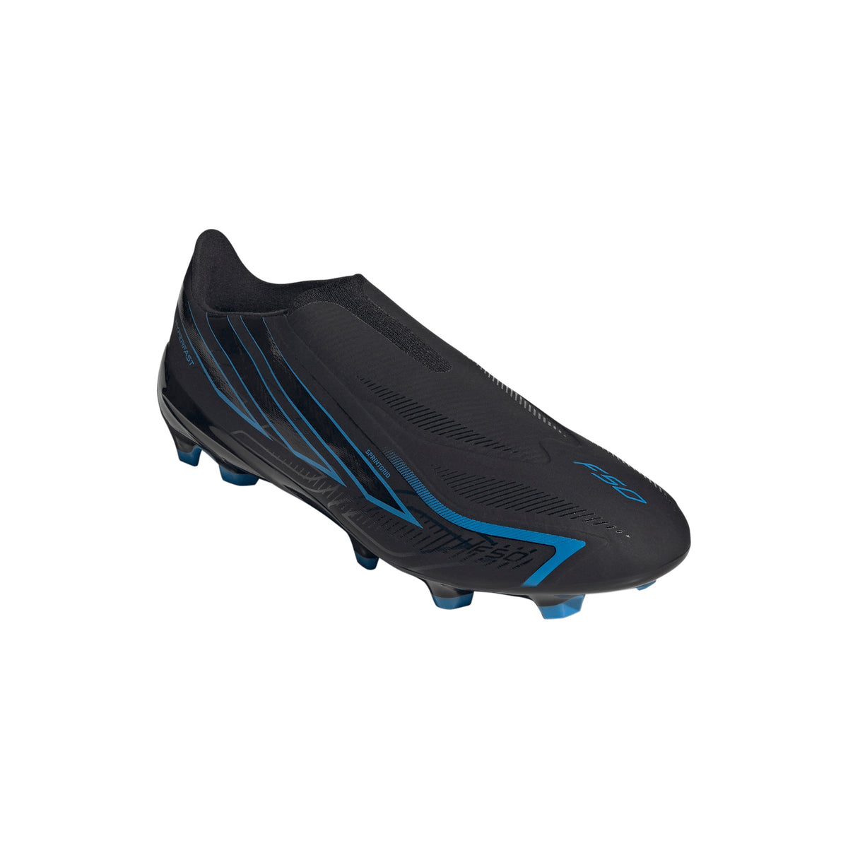 2026 New Arrival adidas F50 Hyperfast League Laceless FG Firm Ground Men's Soccer Cleats - Black/Blue wholesalehk.shop