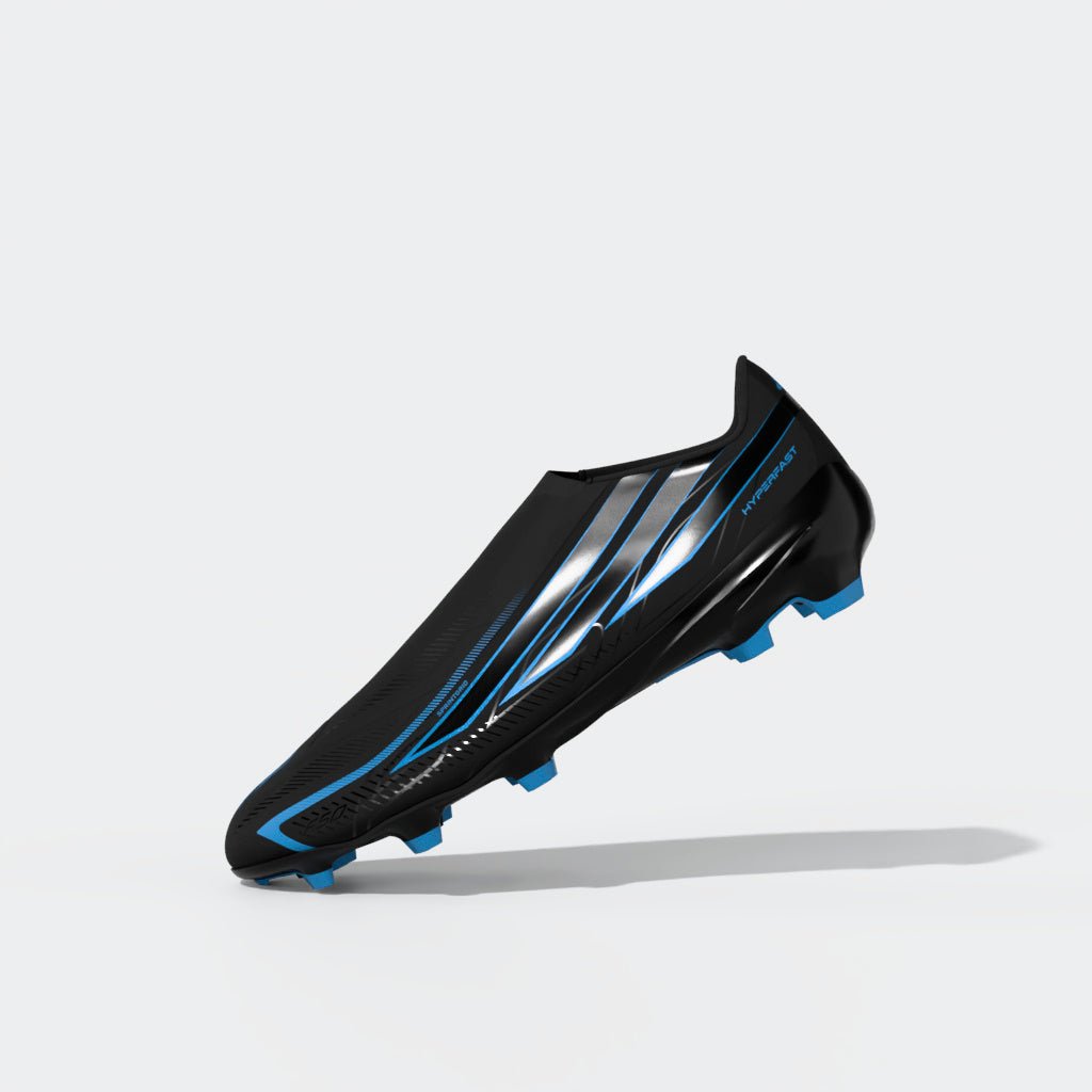 2026 New Arrival adidas F50 Hyperfast League Laceless FG Firm Ground Men's Soccer Cleats - Black/Blue wholesalehk.shop