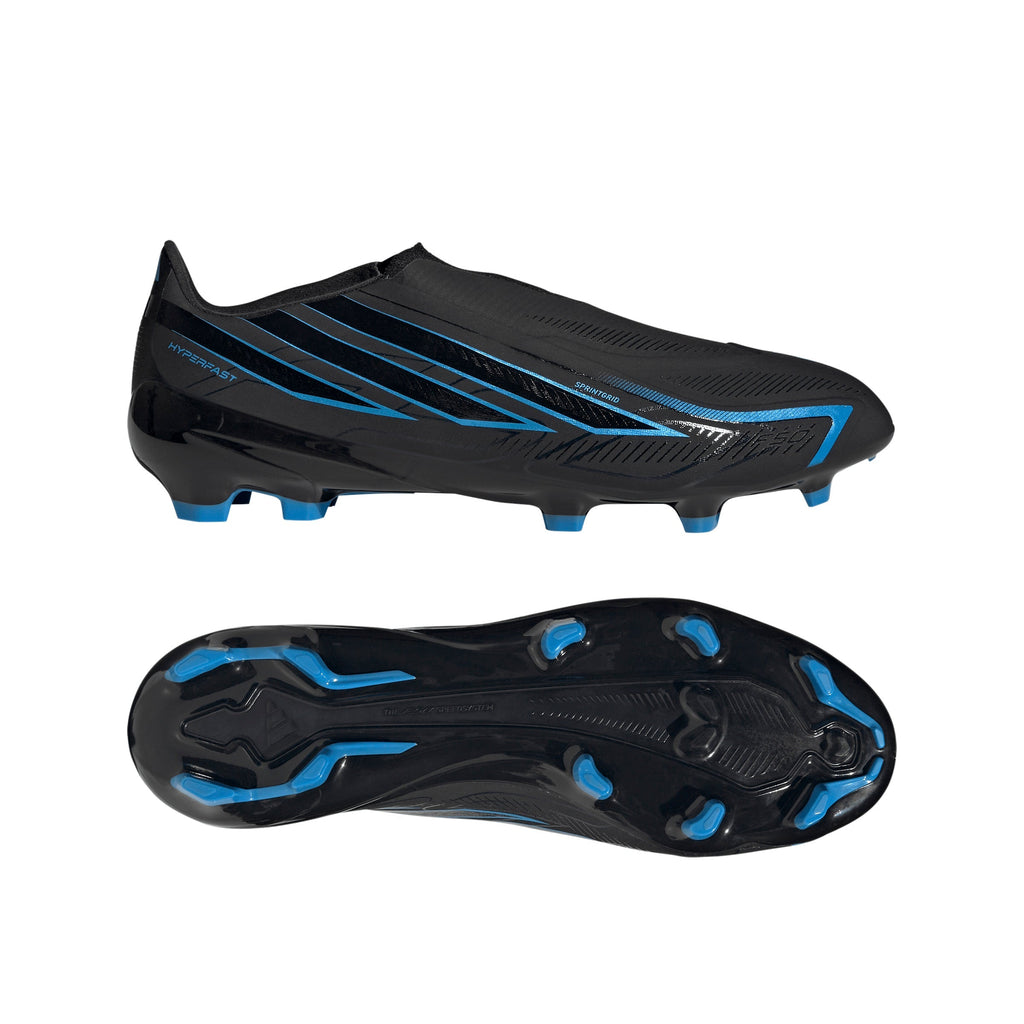 2026 New Arrival adidas F50 Hyperfast League Laceless FG Firm Ground Men's Soccer Cleats - Black/Blue wholesalehk.shop