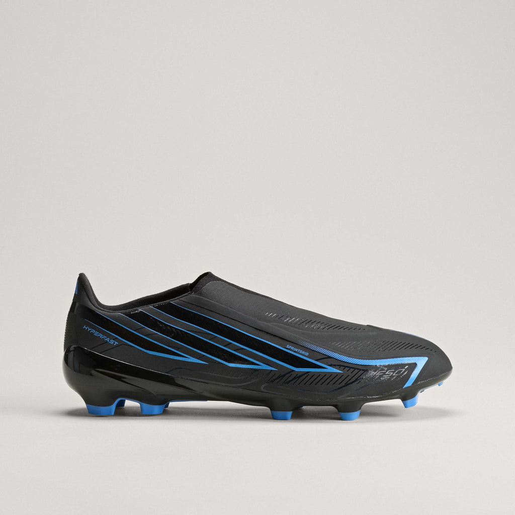 2026 New Arrival adidas F50 Hyperfast League Laceless FG Firm Ground Men's Soccer Cleats - Black/Blue wholesalehk.shop