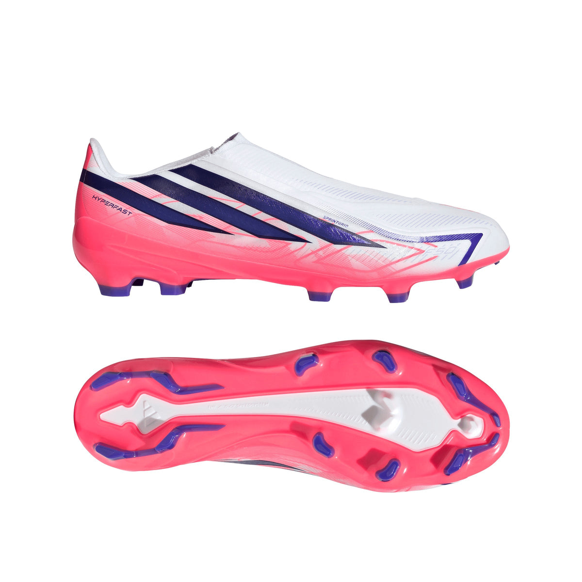 2026 New Arrival adidas F50 Hyperfast League Laceless FG Firm Ground Men's Soccer Cleats - White/Purple/Solar Turbo wholesalehk.shop