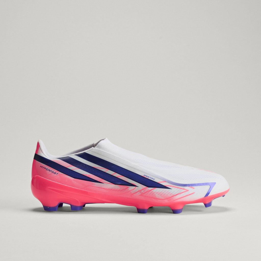 2026 New Arrival adidas F50 Hyperfast League Laceless FG Firm Ground Men's Soccer Cleats - White/Purple/Solar Turbo wholesalehk.shop