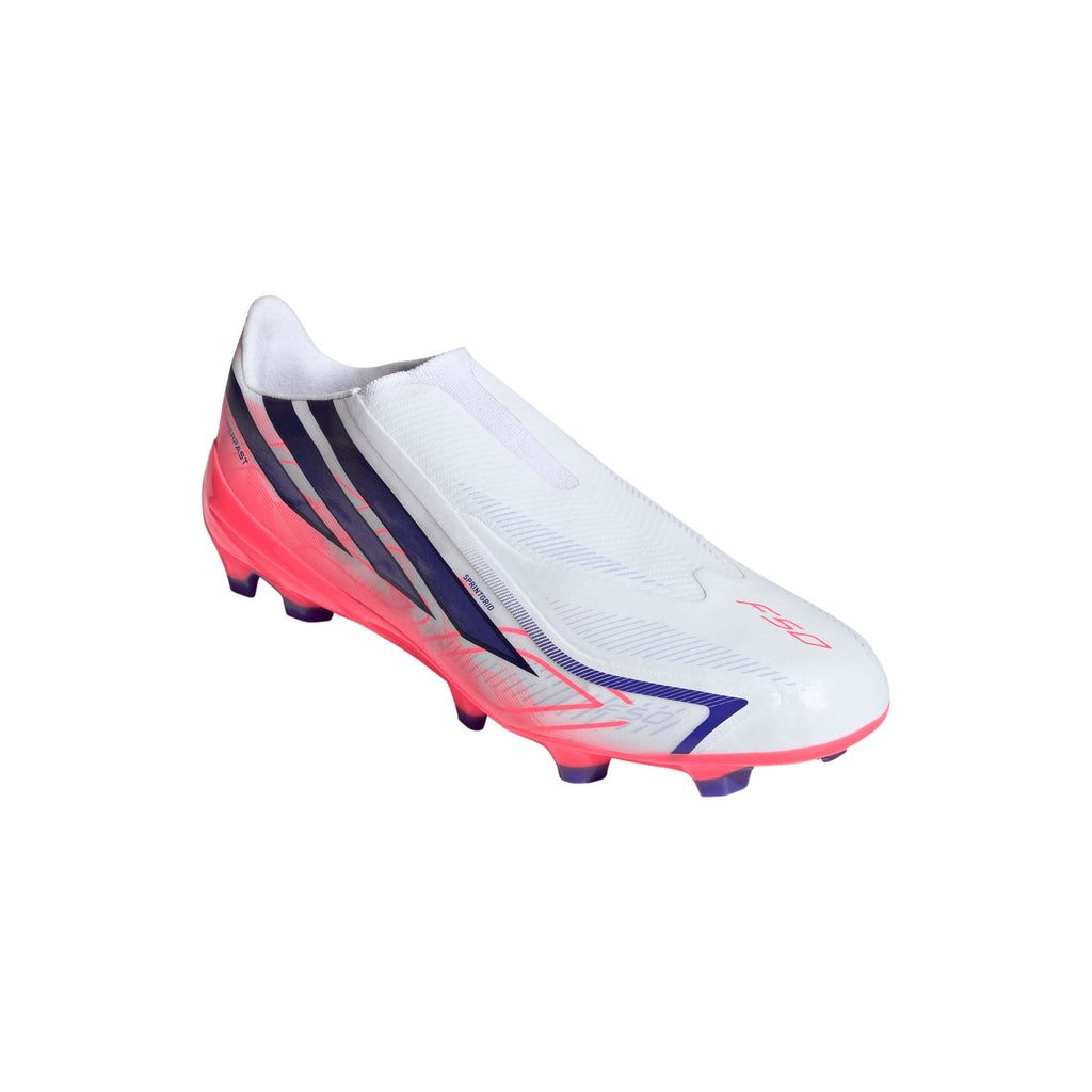 2026 New Arrival adidas F50 Hyperfast League Laceless FG Firm Ground Men's Soccer Cleats - White/Purple/Solar Turbo wholesalehk.shop