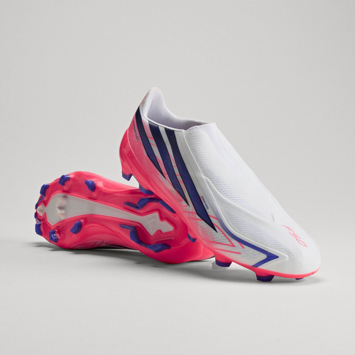 2026 New Arrival adidas F50 Hyperfast League Laceless FG Firm Ground Men's Soccer Cleats - White/Purple/Solar Turbo wholesalehk.shop