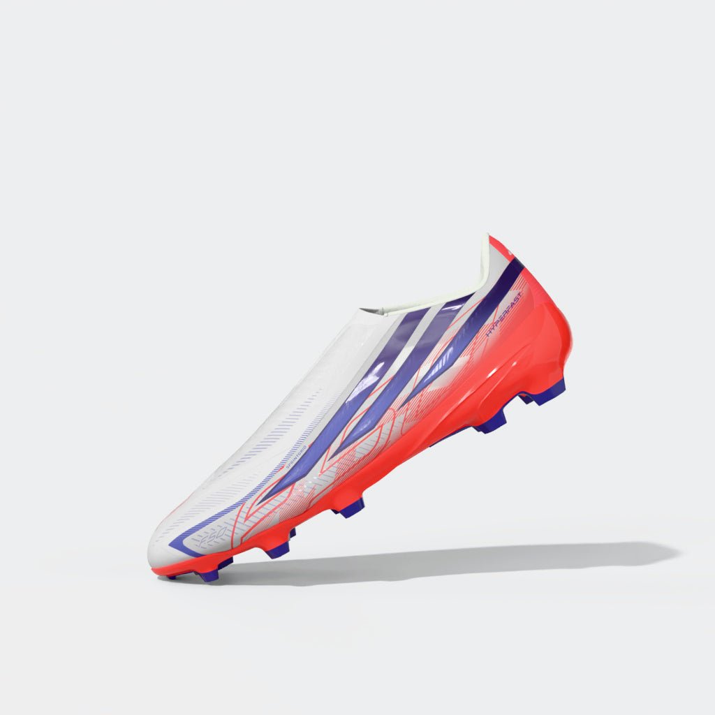 2026 New Arrival adidas F50 Hyperfast League Laceless FG Firm Ground Men's Soccer Cleats - White/Purple/Solar Turbo wholesalehk.shop