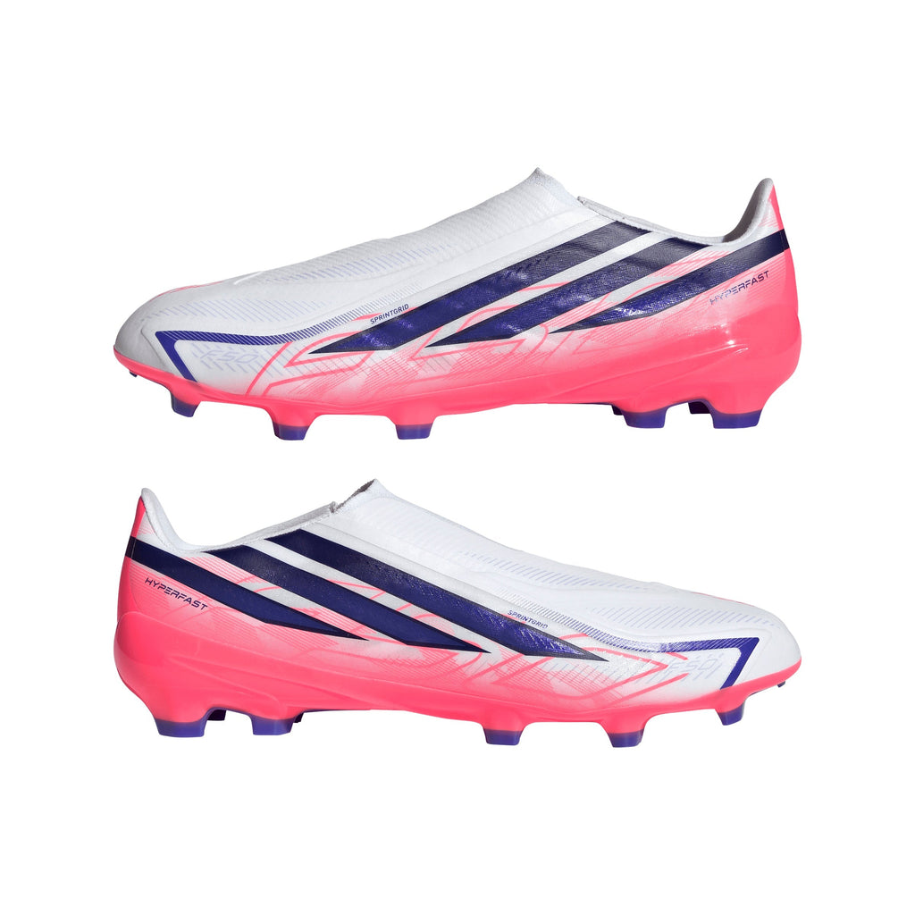 2026 New Arrival adidas F50 Hyperfast League Laceless FG Firm Ground Men's Soccer Cleats - White/Purple/Solar Turbo wholesalehk.shop