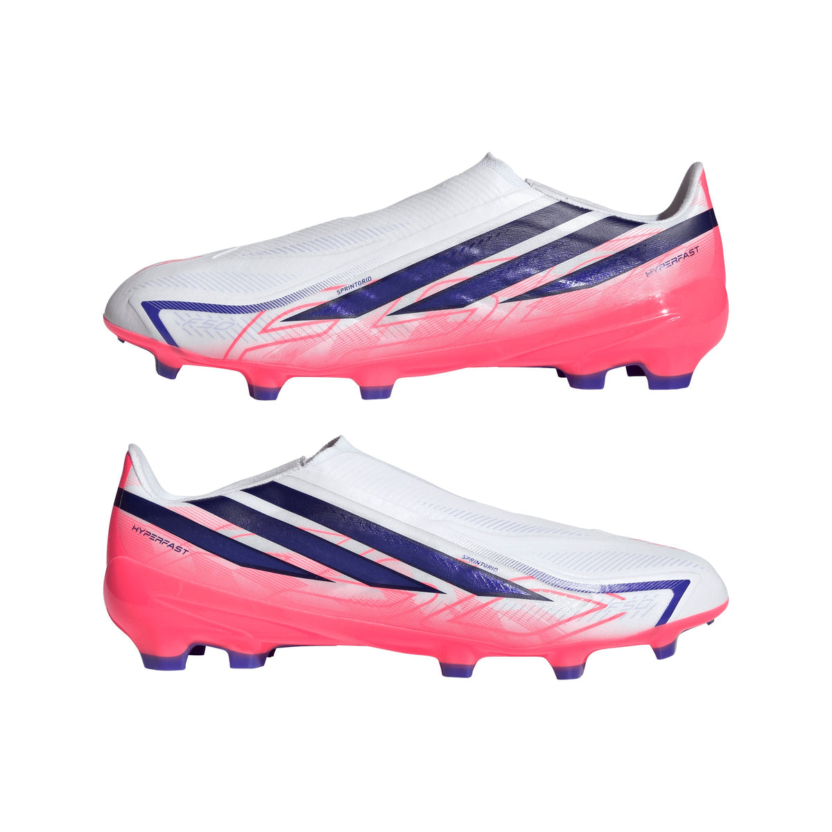 2026 New Arrival adidas F50 Hyperfast League Laceless FG Firm Ground Men's Soccer Cleats - White/Purple/Solar Turbo wholesalehk.shop