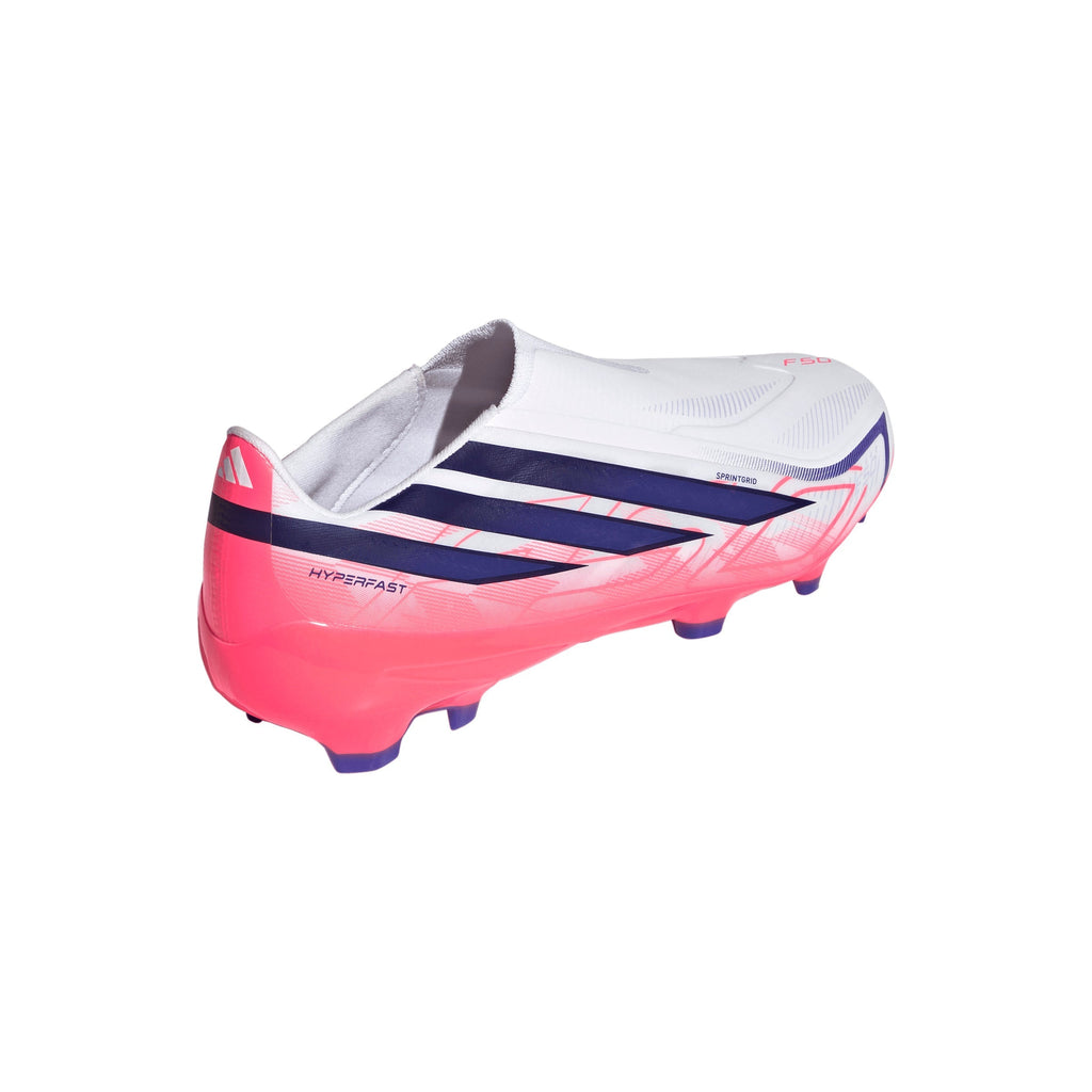 2026 New Arrival adidas F50 Hyperfast League Laceless FG Firm Ground Men's Soccer Cleats - White/Purple/Solar Turbo wholesalehk.shop