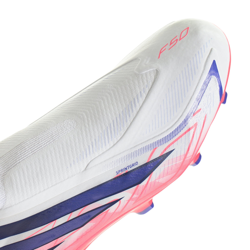 2026 New Arrival adidas F50 Hyperfast League Laceless FG Firm Ground Men's Soccer Cleats - White/Purple/Solar Turbo wholesalehk.shop