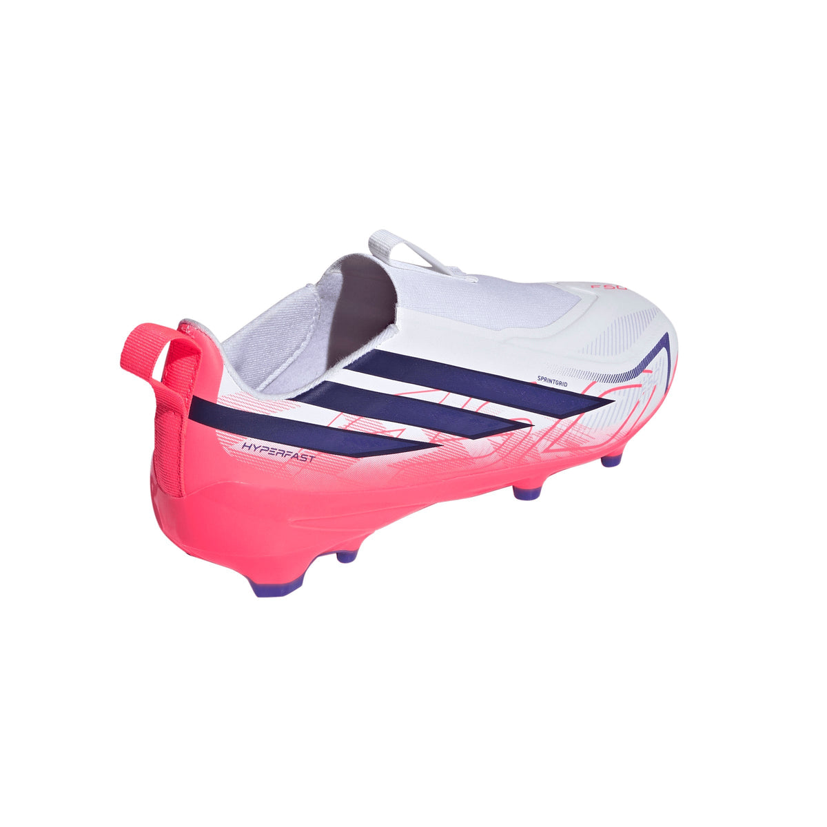 2026 New Arrival adidas F50 Hyperfast League Laceless Firm Ground Youth Soccer Cleats - White/Purple wholesalehk.shop