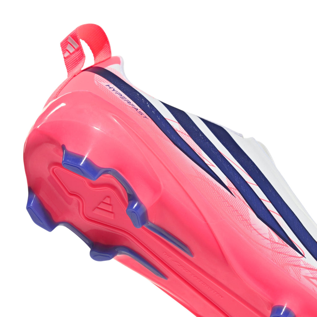 2026 New Arrival adidas F50 Hyperfast League Laceless Firm Ground Youth Soccer Cleats - White/Purple wholesalehk.shop