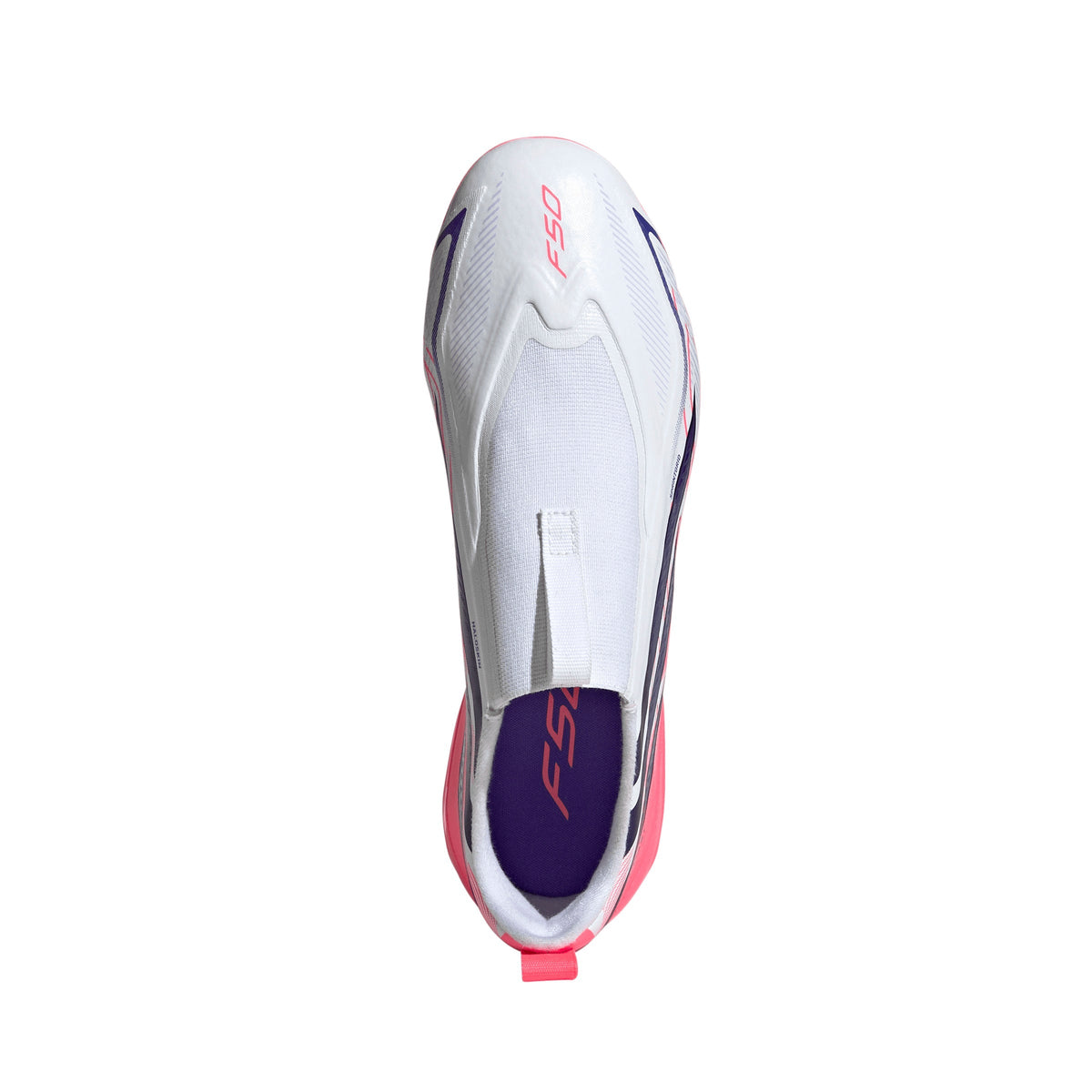 2026 New Arrival adidas F50 Hyperfast League Laceless Firm Ground Youth Soccer Cleats - White/Purple wholesalehk.shop