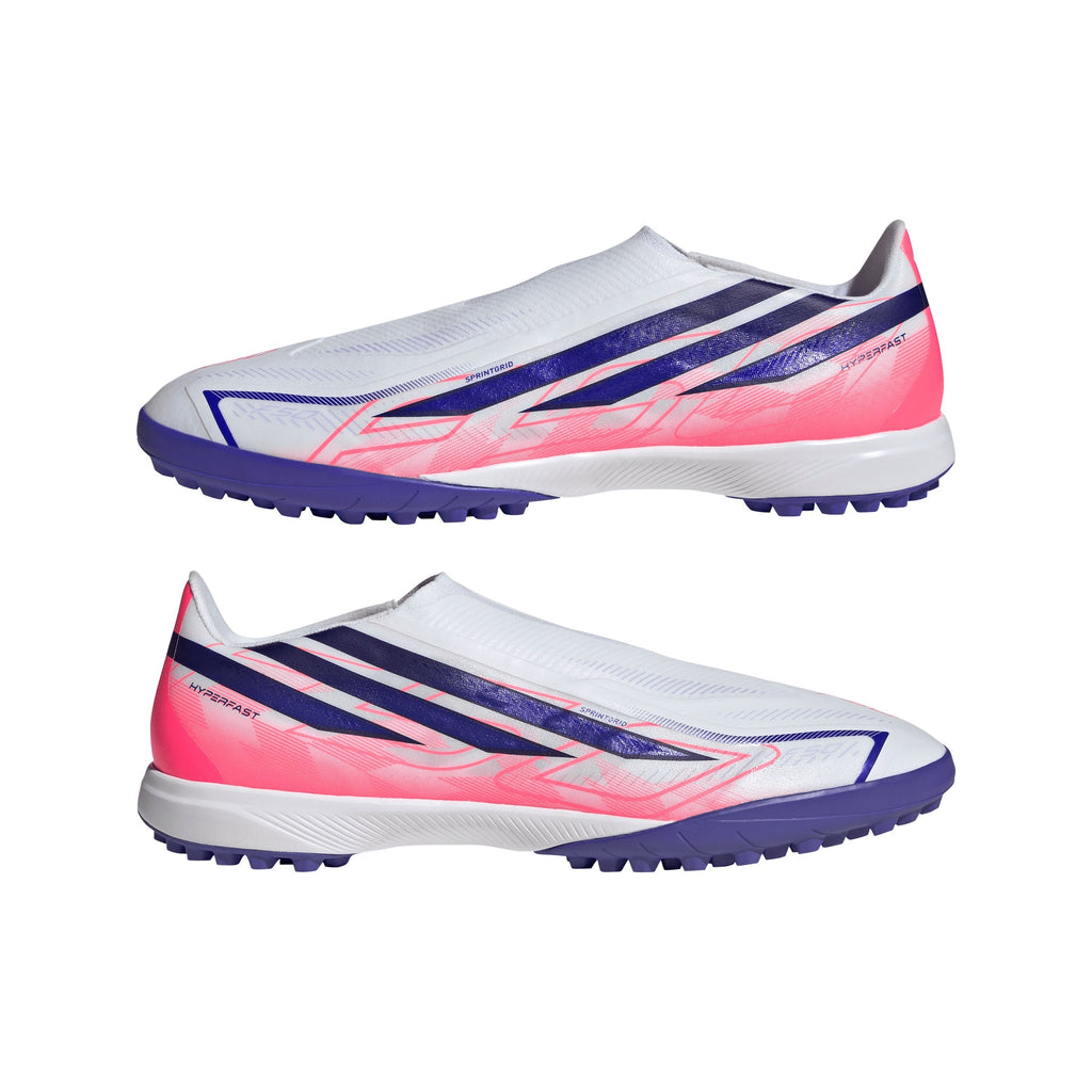 2026 New Arrival adidas F50 Hyperfast League Laceless Turf Men's Soccer Cleats - White/Purple/Solar Turbo wholesalehk.shop