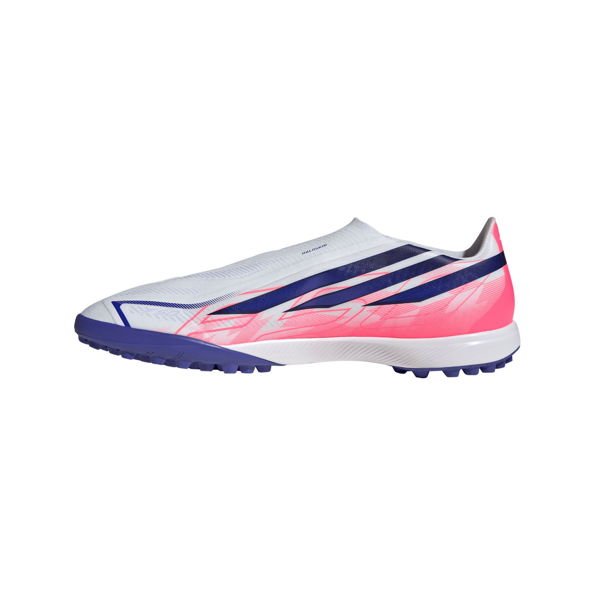 2026 New Arrival adidas F50 Hyperfast League Laceless Turf Men's Soccer Cleats - White/Purple/Solar Turbo wholesalehk.shop