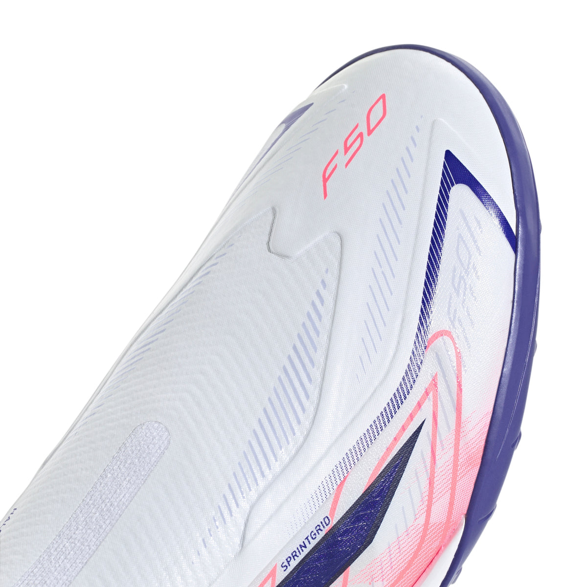 2026 New Arrival adidas F50 Hyperfast League Laceless Turf Men's Soccer Cleats - White/Purple/Solar Turbo wholesalehk.shop