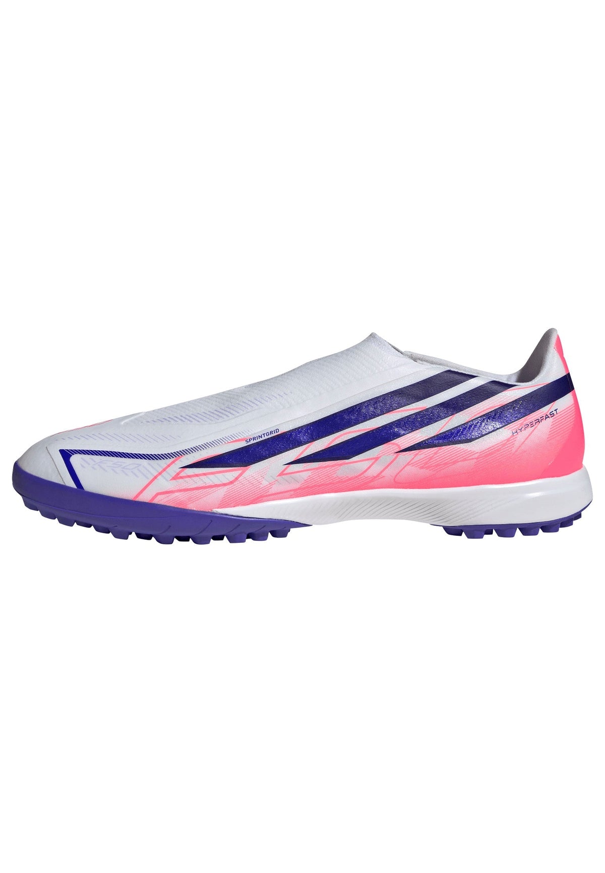 2026 New Arrival adidas F50 Hyperfast League Laceless Turf Men's Soccer Cleats - White/Purple/Solar Turbo wholesalehk.shop