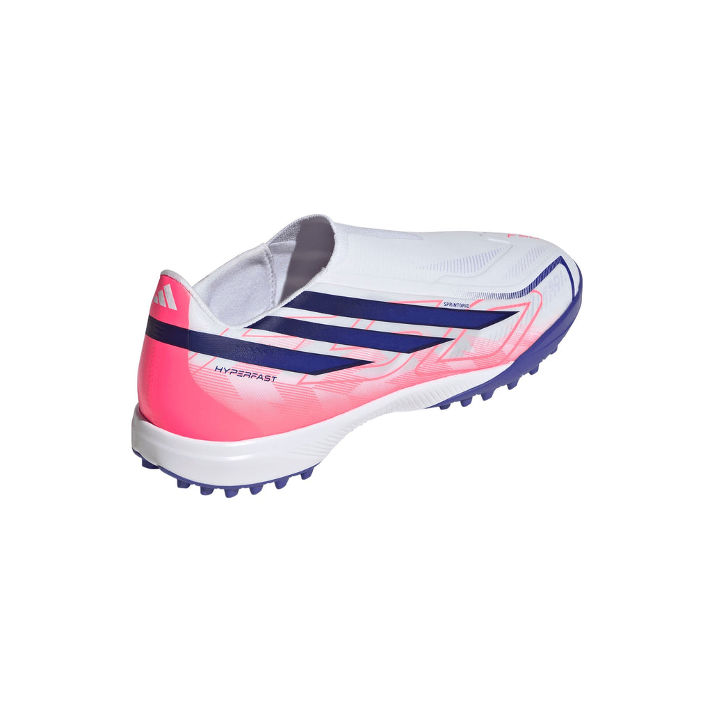 2026 New Arrival adidas F50 Hyperfast League Laceless Turf Men's Soccer Cleats - White/Purple/Solar Turbo wholesalehk.shop
