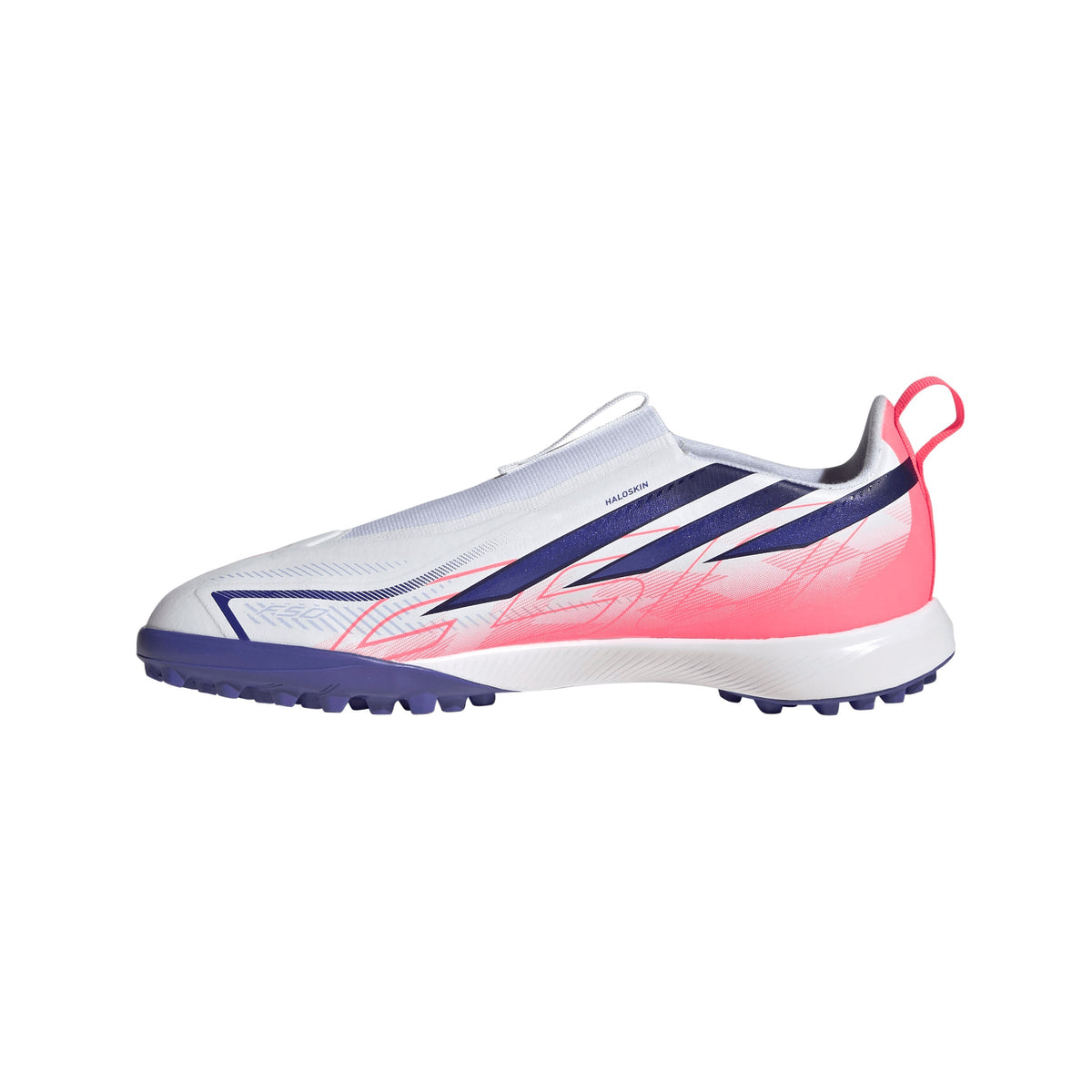 2026 New Arrival adidas F50 Hyperfast League Laceless Turf Youth Soccer Cleats - White/Purple wholesalehk.shop