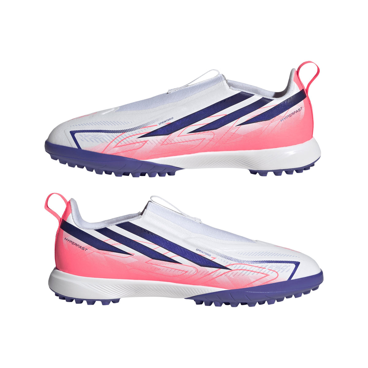 2026 New Arrival adidas F50 Hyperfast League Laceless Turf Youth Soccer Cleats - White/Purple wholesalehk.shop