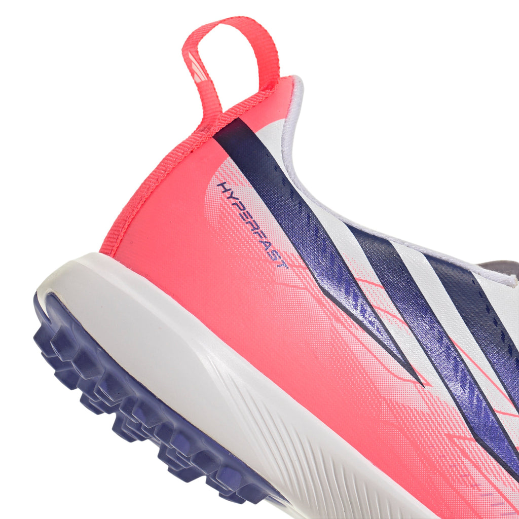 2026 New Arrival adidas F50 Hyperfast League Laceless Turf Youth Soccer Cleats - White/Purple wholesalehk.shop