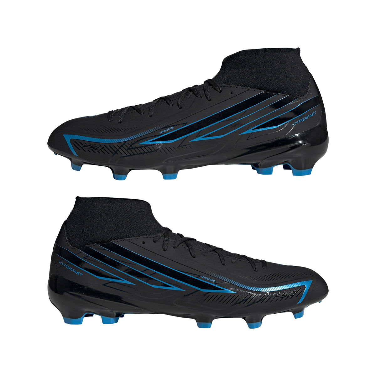2026 New Arrival adidas F50 Hyperfast League Mid Firm Ground Men's Soccer Cleats - Black/Black/Blue wholesalehk.shop
