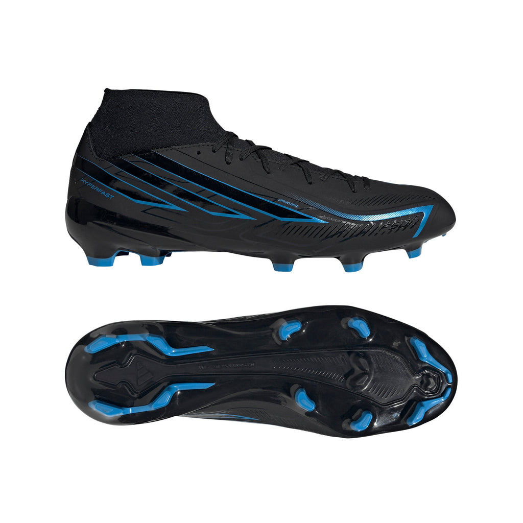 2026 New Arrival adidas F50 Hyperfast League Mid Firm Ground Men's Soccer Cleats - Black/Black/Blue wholesalehk.shop