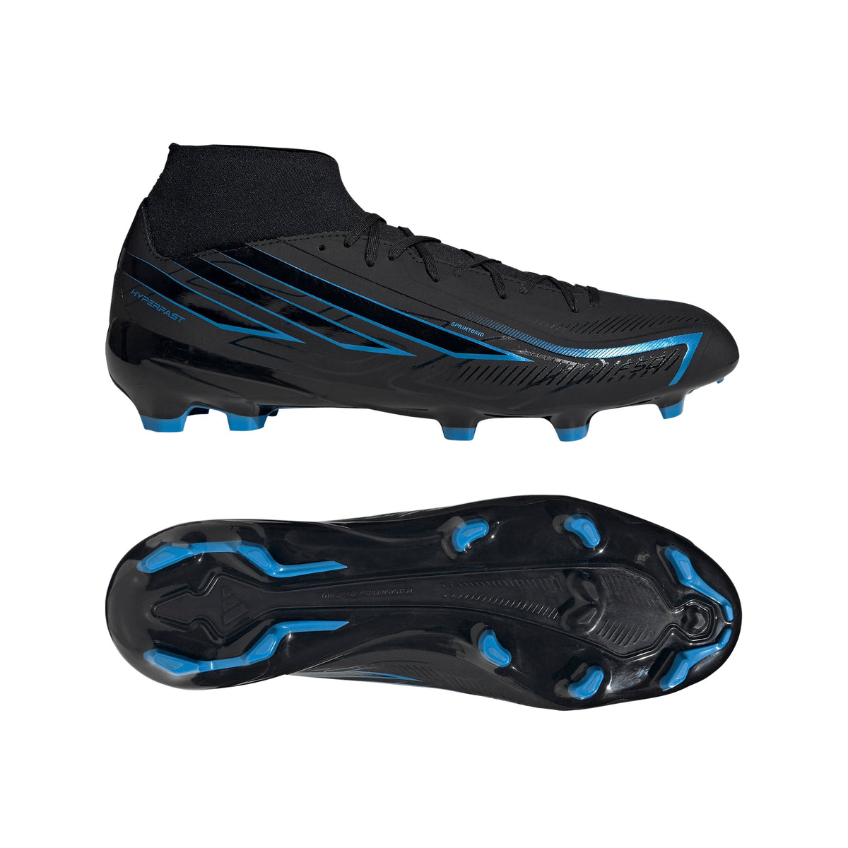 2026 New Arrival adidas F50 Hyperfast League Mid Firm Ground Men's Soccer Cleats - Black/Black/Blue wholesalehk.shop
