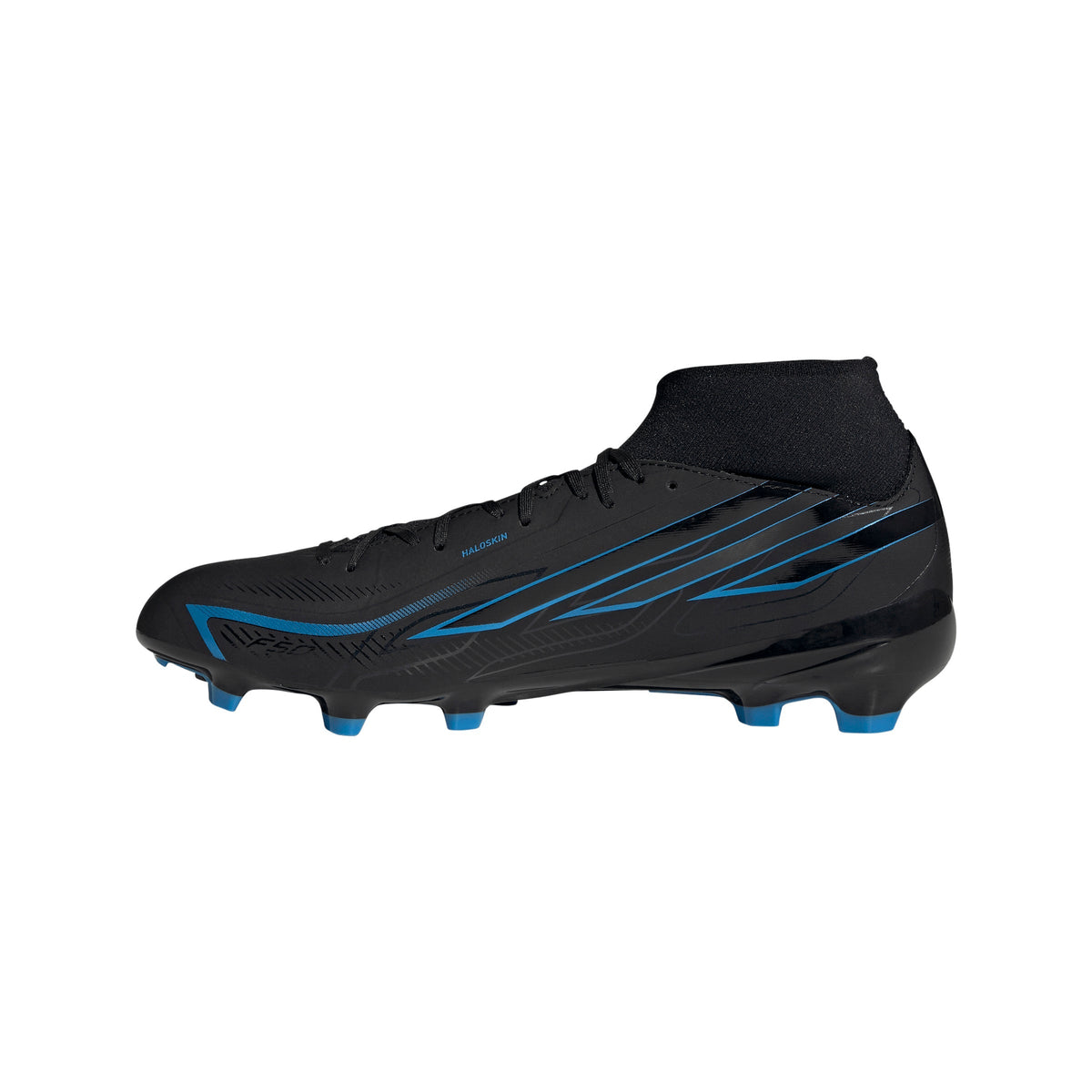 2026 New Arrival adidas F50 Hyperfast League Mid Firm Ground Men's Soccer Cleats - Black/Black/Blue wholesalehk.shop