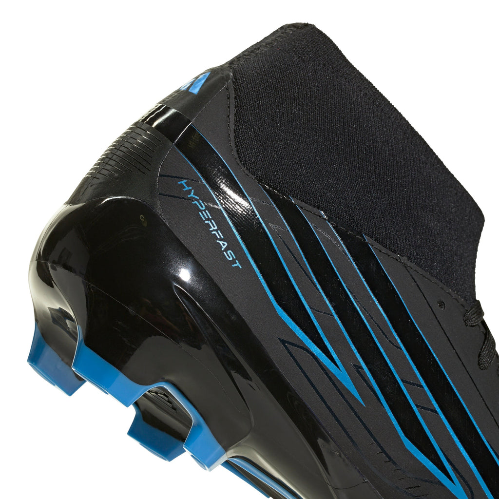 2026 New Arrival adidas F50 Hyperfast League Mid Firm Ground Men's Soccer Cleats - Black/Black/Blue wholesalehk.shop
