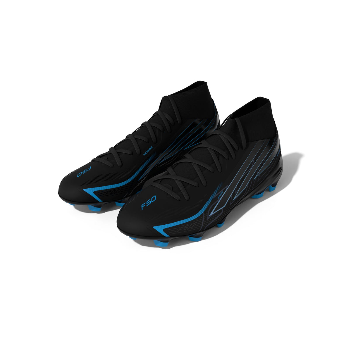 2026 New Arrival adidas F50 Hyperfast League Mid Firm Ground Men's Soccer Cleats - Black/Black/Blue wholesalehk.shop