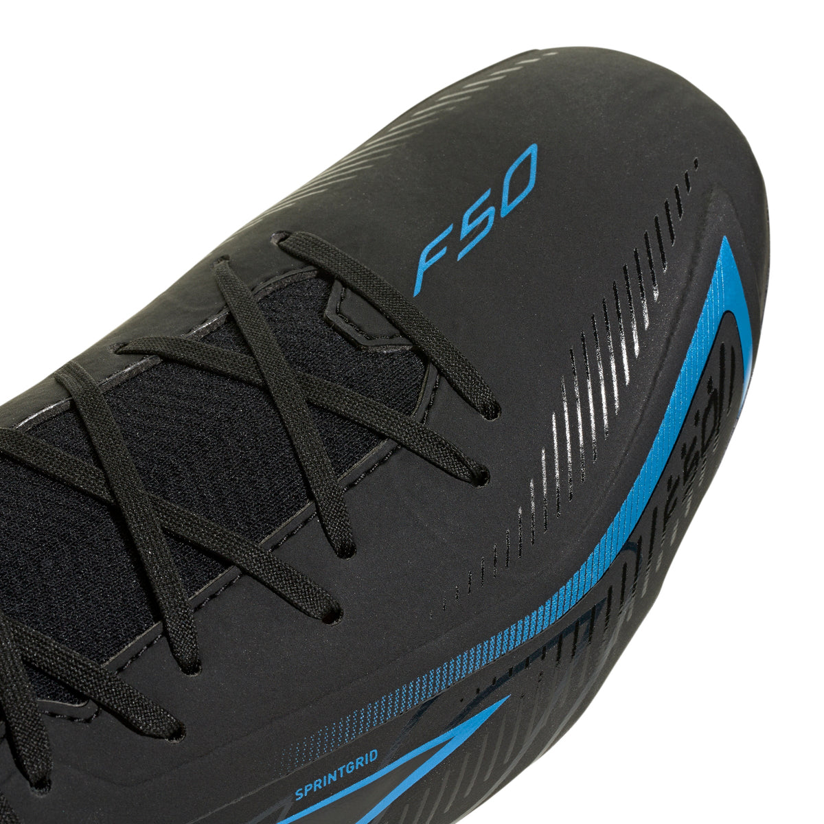 2026 New Arrival adidas F50 Hyperfast League Mid Firm Ground Men's Soccer Cleats - Black/Black/Blue wholesalehk.shop