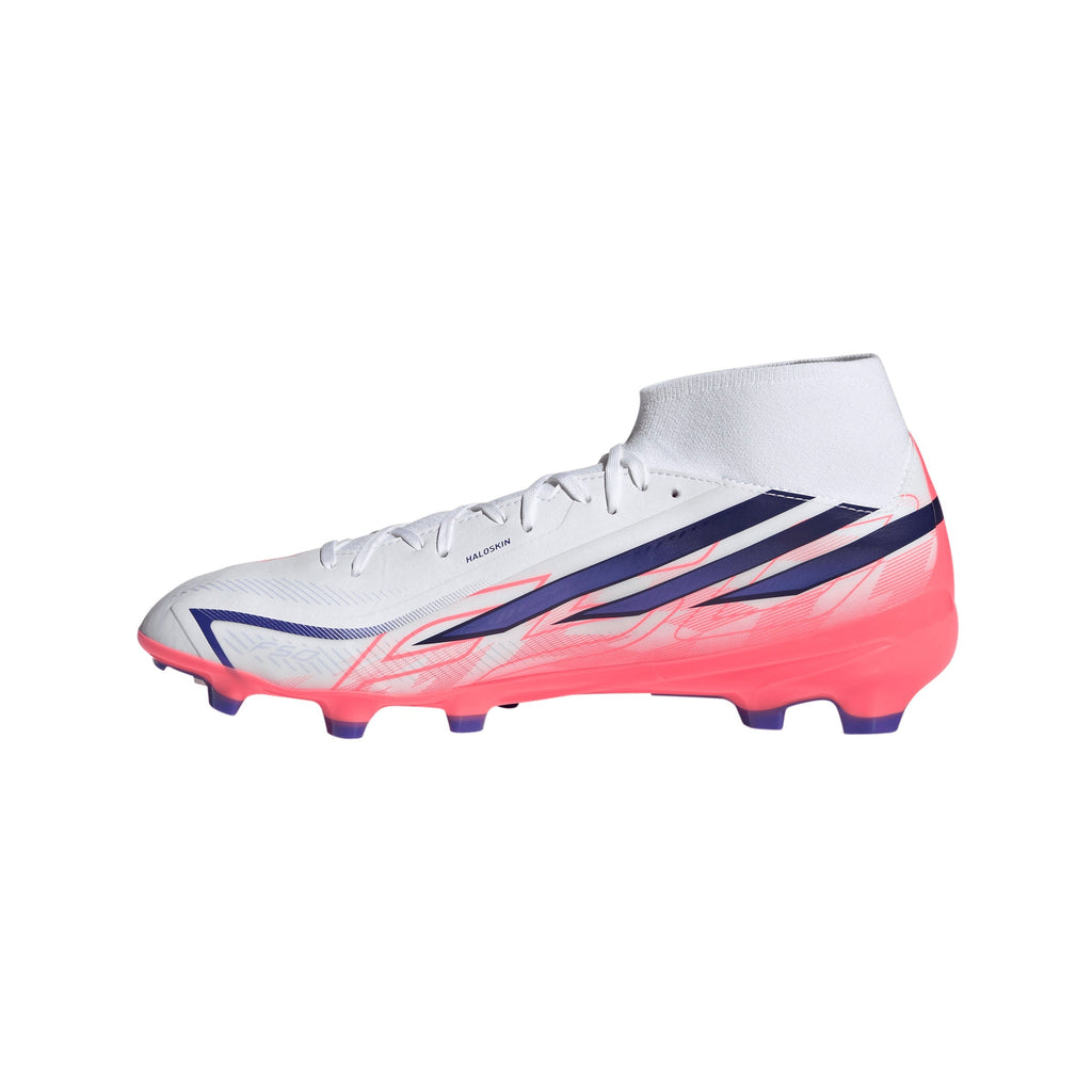 2026 New Arrival adidas F50 Hyperfast League Mid Firm Ground Men's Soccer Cleats - White/Purple/Solar Turbo wholesalehk.shop