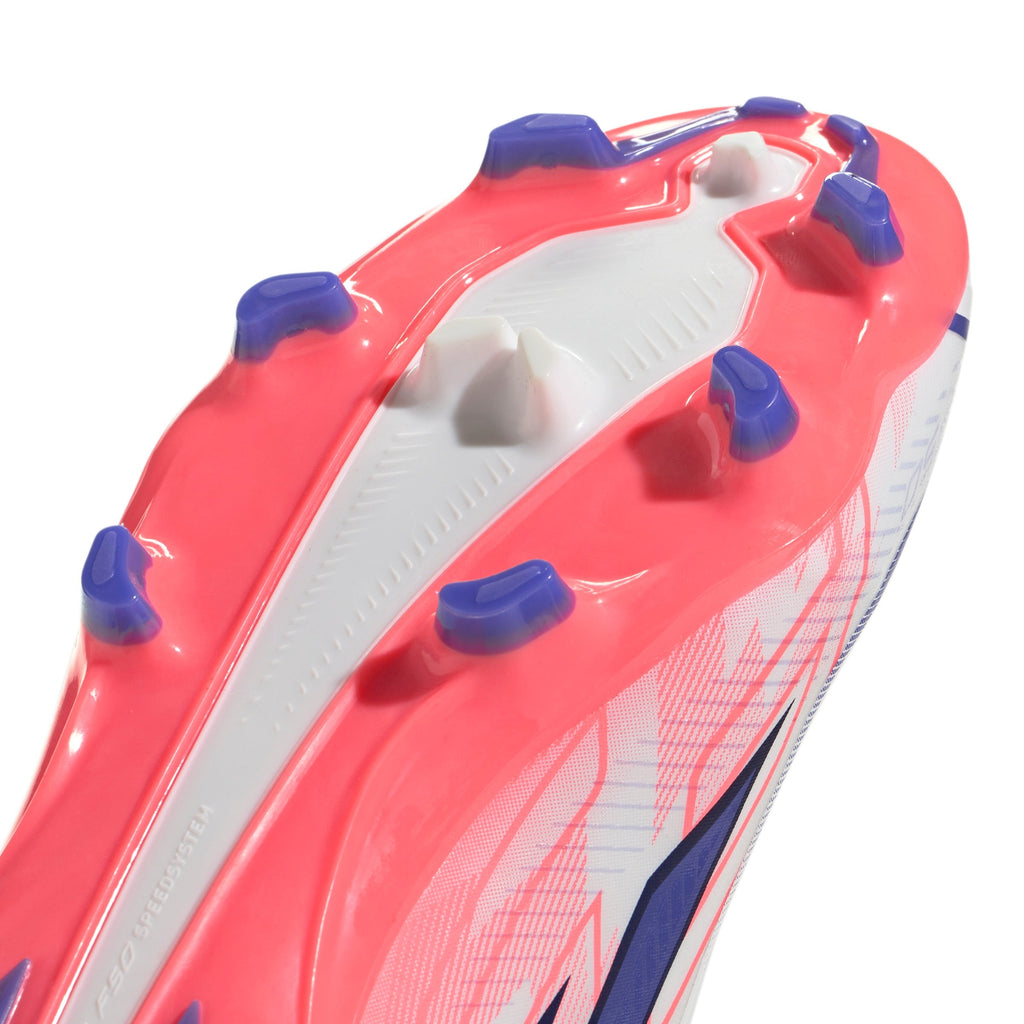 2026 New Arrival adidas F50 Hyperfast League Mid Firm Ground Men's Soccer Cleats - White/Purple/Solar Turbo wholesalehk.shop