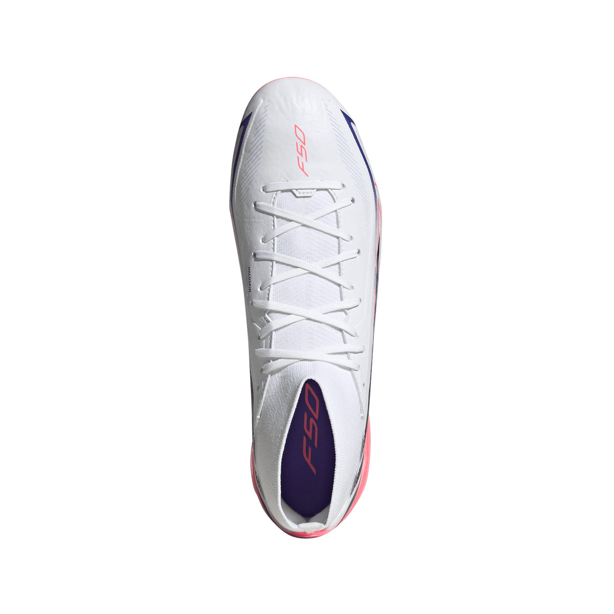 2026 New Arrival adidas F50 Hyperfast League Mid Firm Ground Men's Soccer Cleats - White/Purple/Solar Turbo wholesalehk.shop