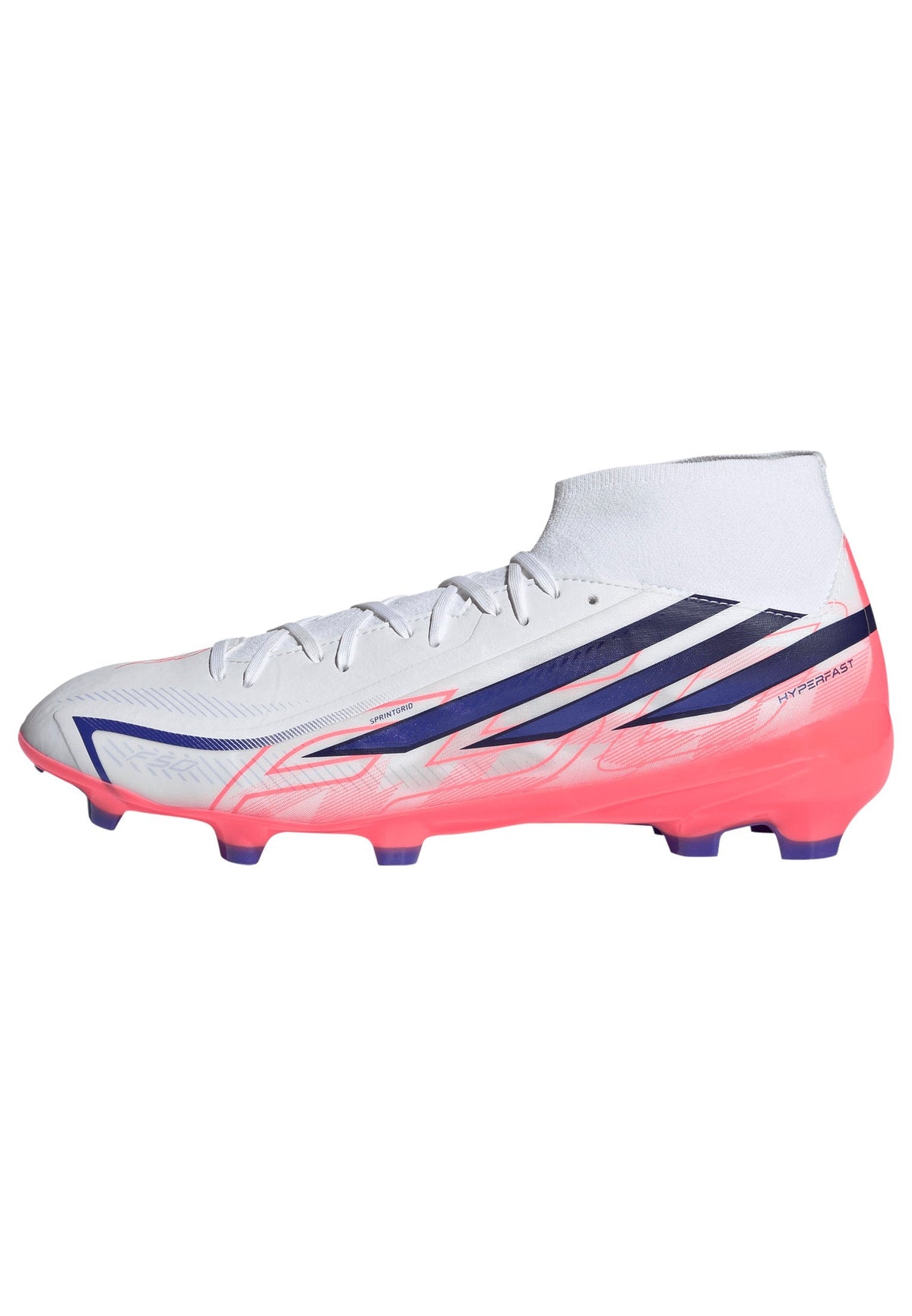 2026 New Arrival adidas F50 Hyperfast League Mid Firm Ground Men's Soccer Cleats - White/Purple/Solar Turbo wholesalehk.shop