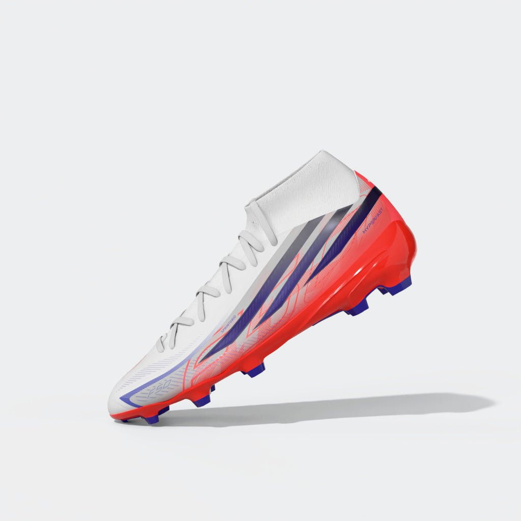 2026 New Arrival adidas F50 Hyperfast League Mid Firm Ground Men's Soccer Cleats - White/Purple/Solar Turbo wholesalehk.shop