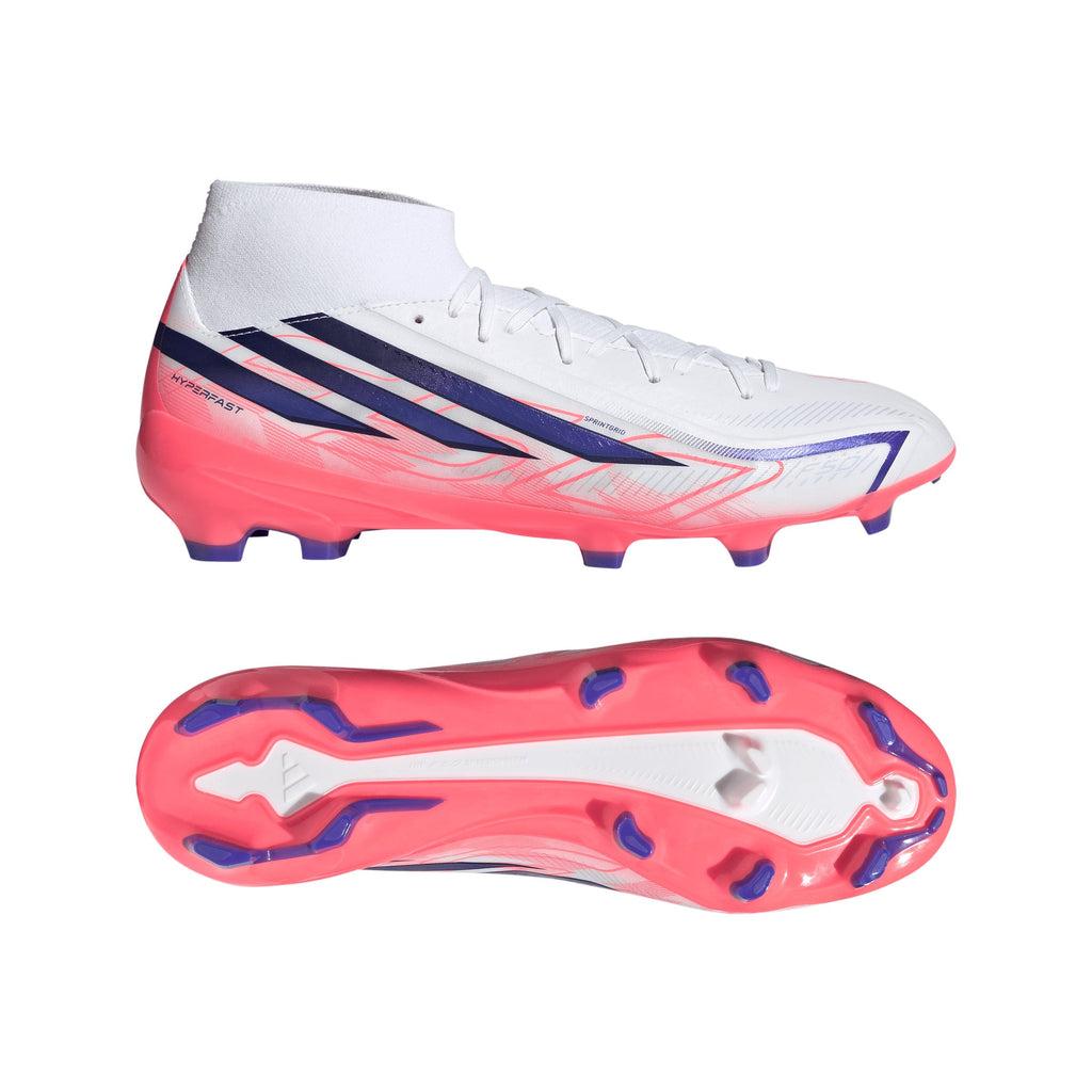 2026 New Arrival adidas F50 Hyperfast League Mid Firm Ground Men's Soccer Cleats - White/Purple/Solar Turbo wholesalehk.shop