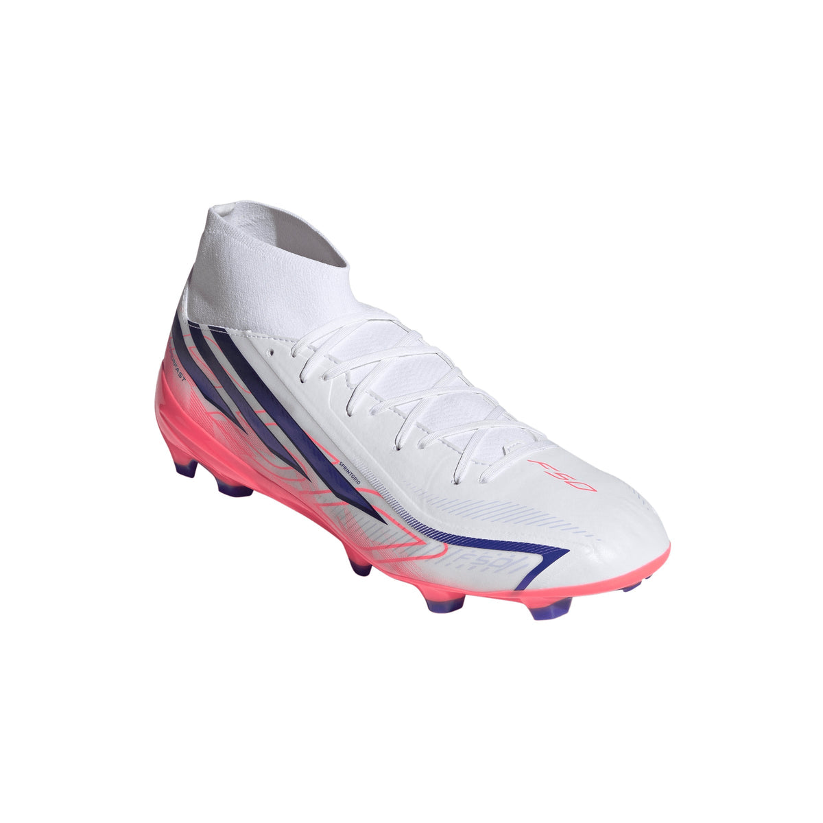 2026 New Arrival adidas F50 Hyperfast League Mid Firm Ground Men's Soccer Cleats - White/Purple/Solar Turbo wholesalehk.shop
