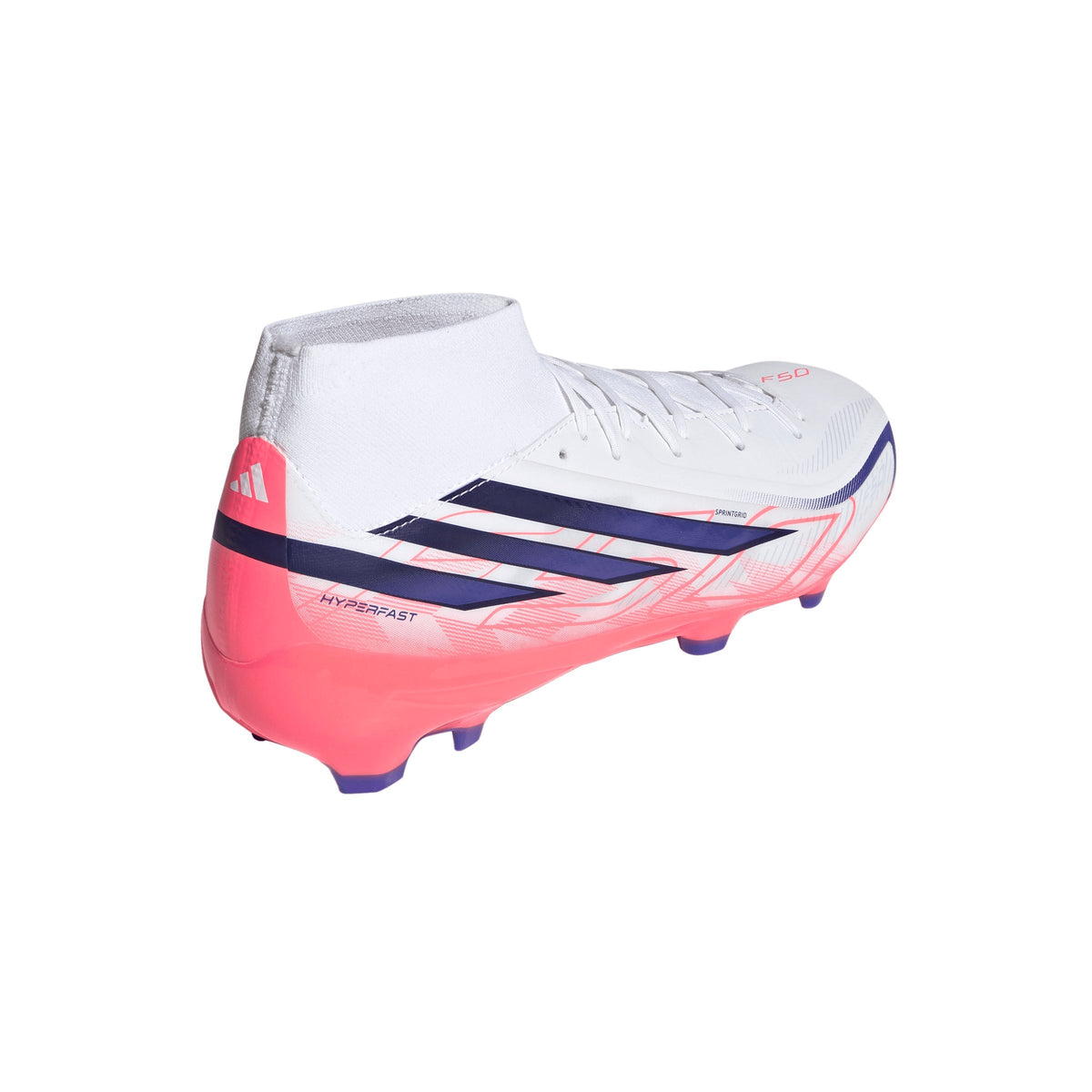 2026 New Arrival adidas F50 Hyperfast League Mid Firm Ground Men's Soccer Cleats - White/Purple/Solar Turbo wholesalehk.shop