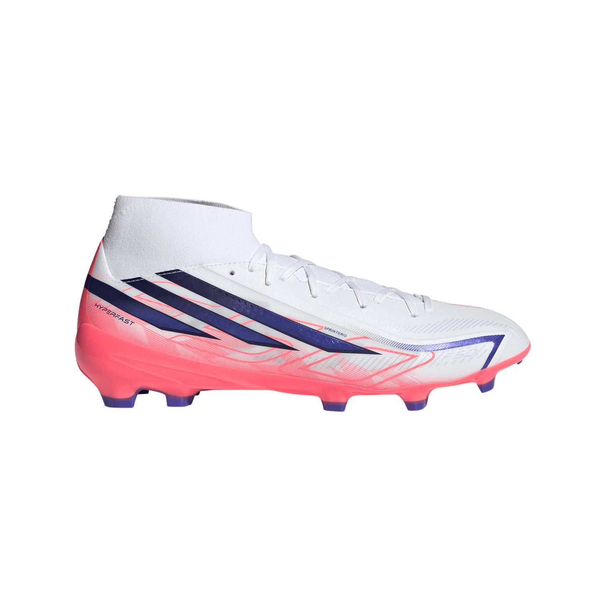 2026 New Arrival adidas F50 Hyperfast League Mid Firm Ground Men's Soccer Cleats - White/Purple/Solar Turbo wholesalehk.shop