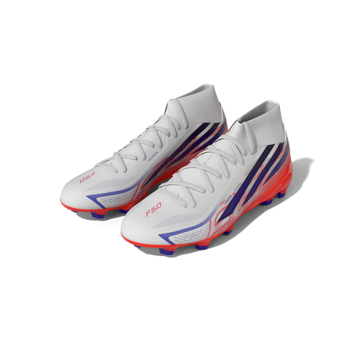 2026 New Arrival adidas F50 Hyperfast League Mid Firm Ground Men's Soccer Cleats - White/Purple/Solar Turbo wholesalehk.shop