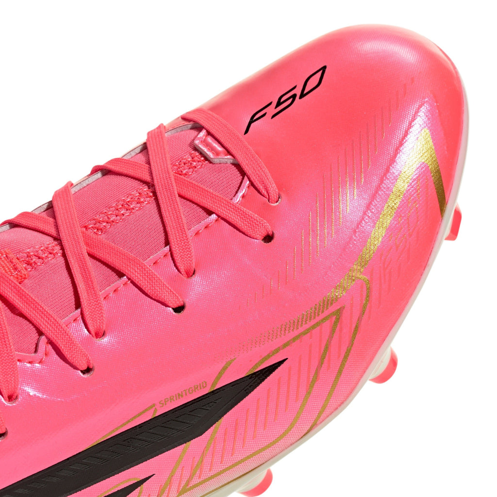 2026 New Arrival adidas F50 Hyperfast League Mid Firm Ground Youth Soccer Cleats -Turquesa/Black/Gold wholesalehk.shop