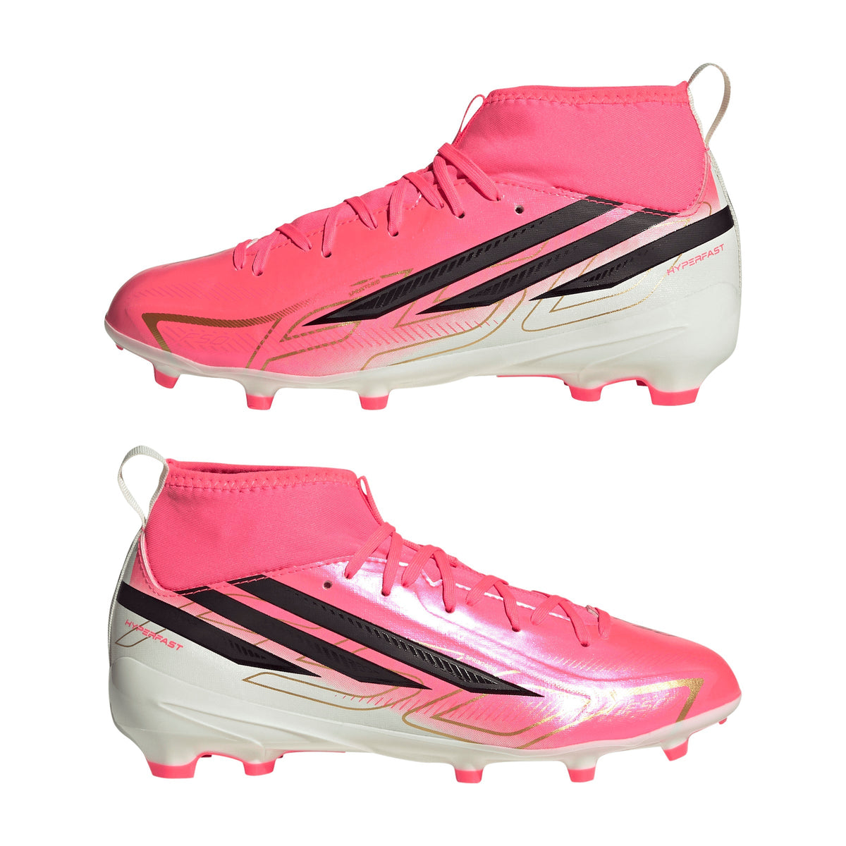 2026 New Arrival adidas F50 Hyperfast League Mid Firm Ground Youth Soccer Cleats -Turquesa/Black/Gold wholesalehk.shop
