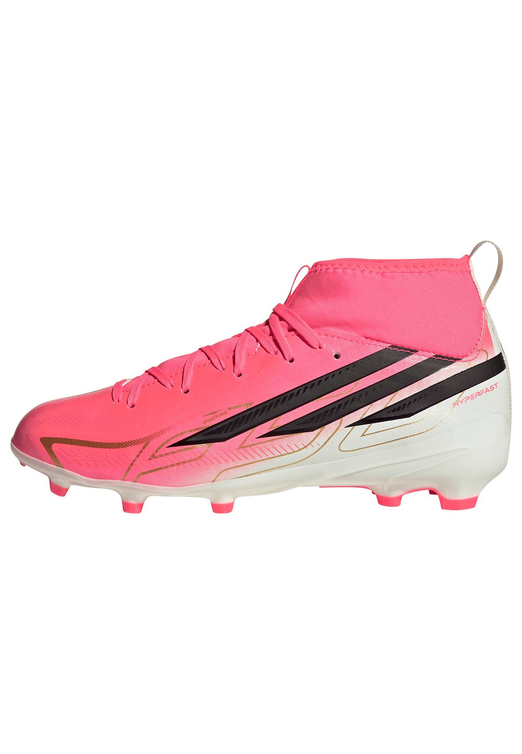 2026 New Arrival adidas F50 Hyperfast League Mid Firm Ground Youth Soccer Cleats -Turquesa/Black/Gold wholesalehk.shop