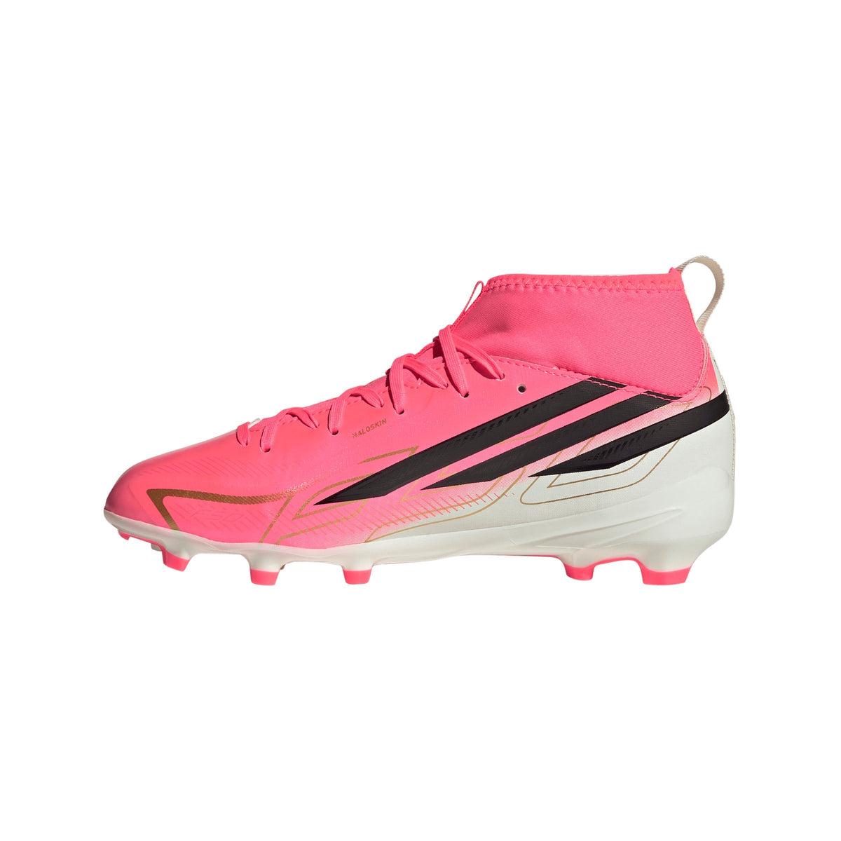 2026 New Arrival adidas F50 Hyperfast League Mid Firm Ground Youth Soccer Cleats -Turquesa/Black/Gold wholesalehk.shop