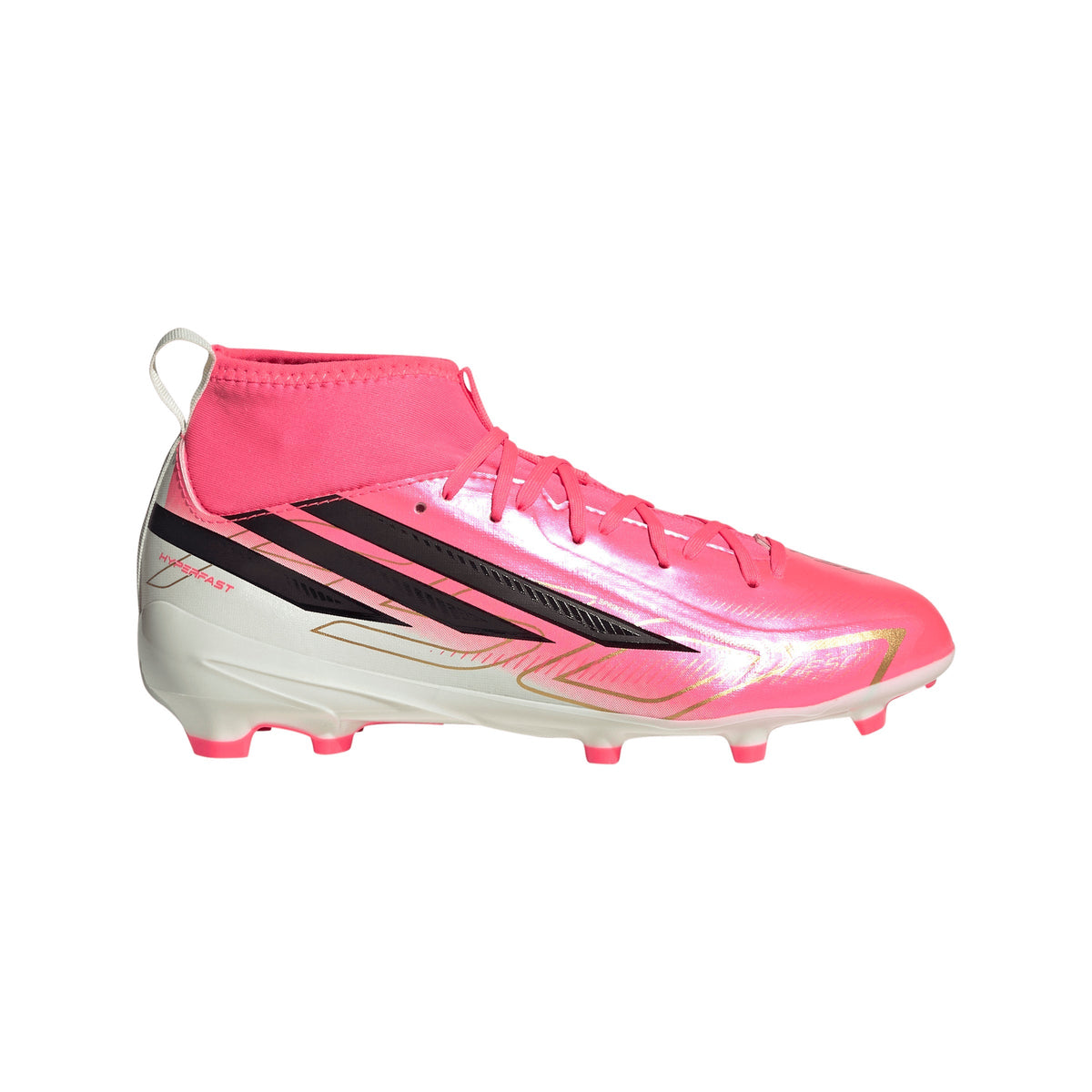 2026 New Arrival adidas F50 Hyperfast League Mid Firm Ground Youth Soccer Cleats -Turquesa/Black/Gold wholesalehk.shop